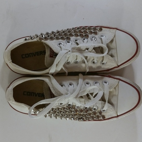 Converse Shoes - White studded Converse low top sneakers W7.5